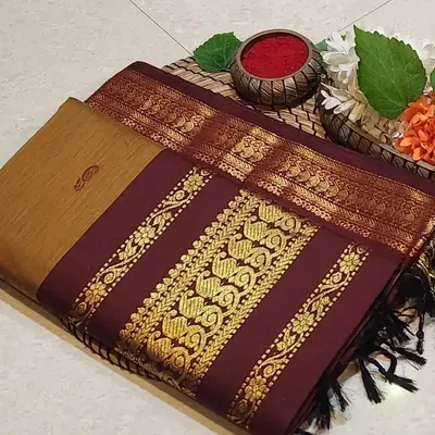 Kalyani Cotton Silk Saree - Brown Maroon